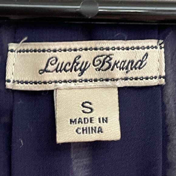 Lucky brand navy and beige plaid long sleeve top, size small - Picture 5 of 14